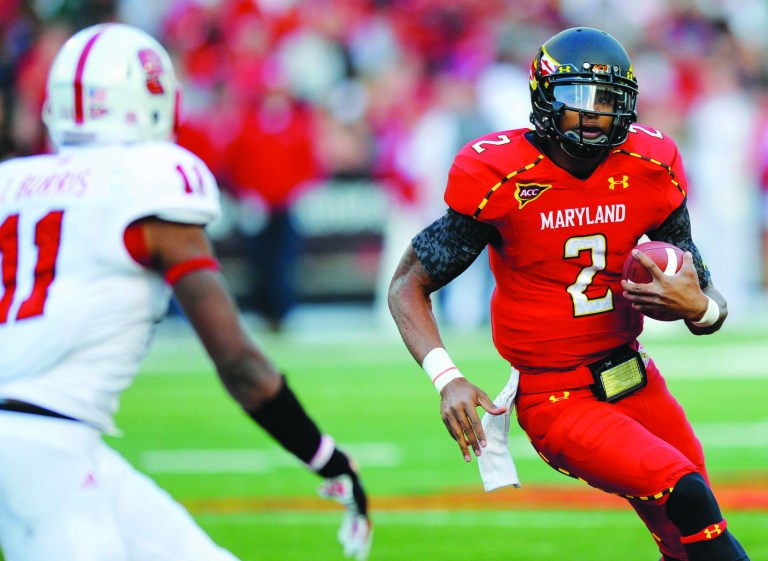 Nick Wass/AP
After coming in for an injured Perry Hills, sophomore quarterback Devin Burns led the Terps on three second-half scoring drives during Saturday's loss to N.C. State.