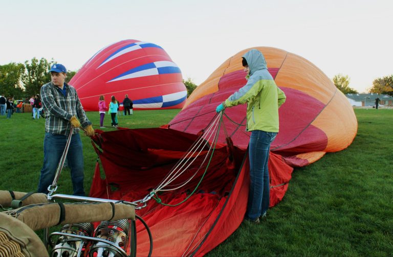 Crew members of the hot air balloon dubbed 