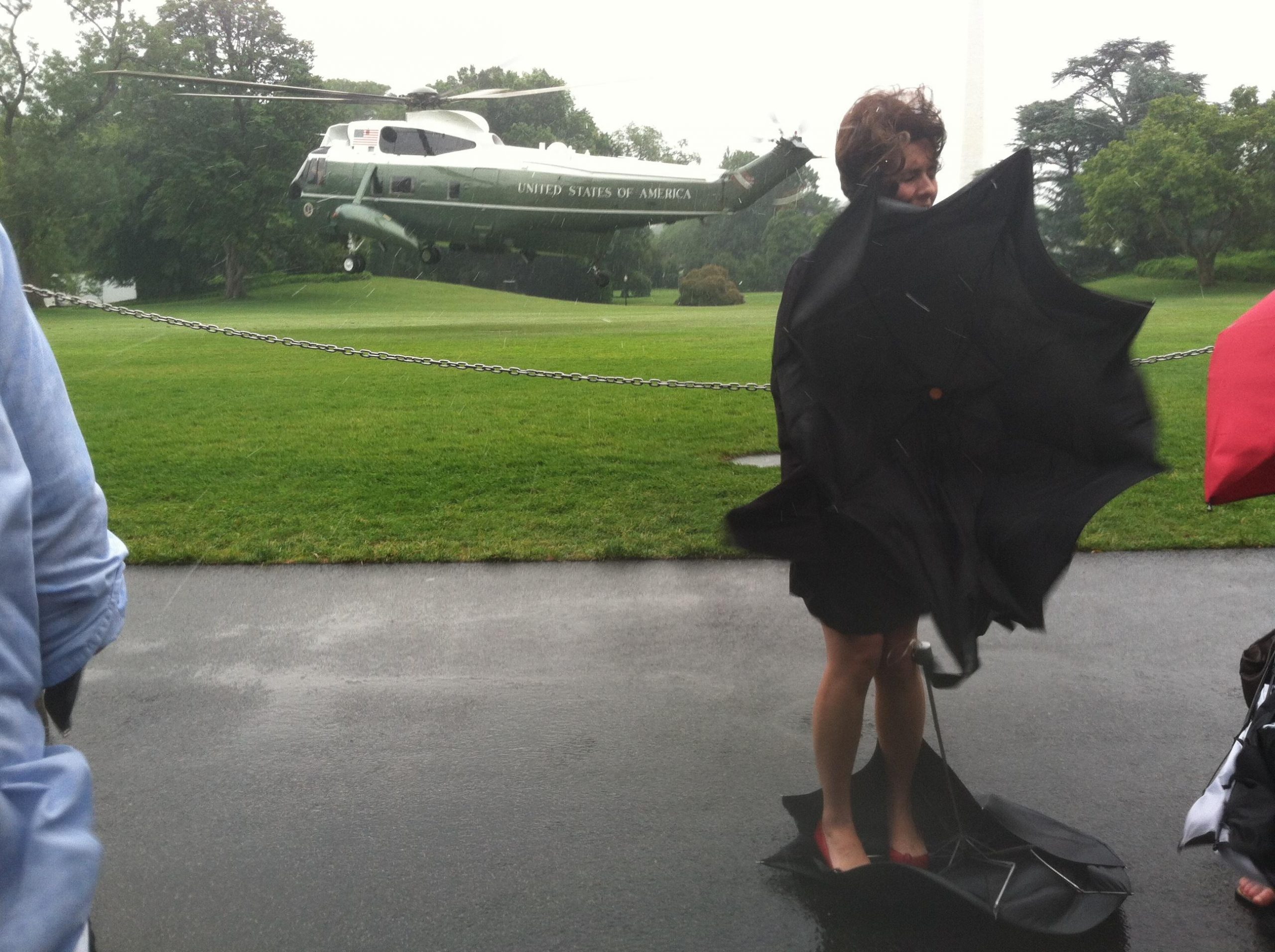 Reporters blown away, literally