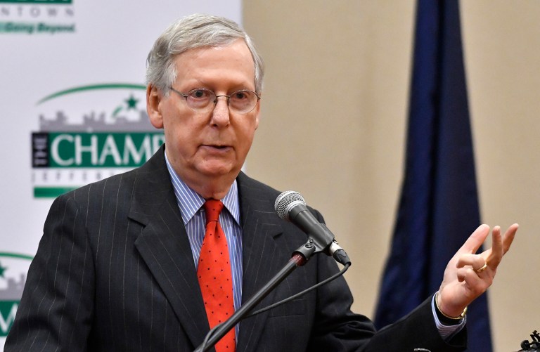 Senate Majority Leader Mitch McConnell on Monday defended the Republican effort to roll back federal rules. (AP Photo/Timothy D. Easley)