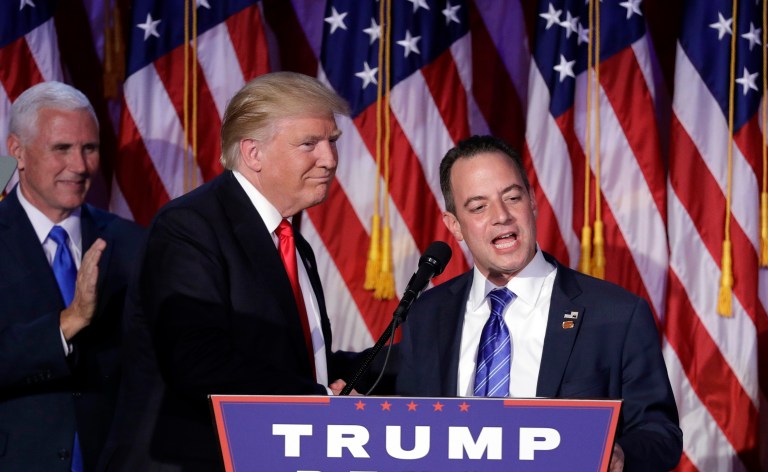 Some voices on the right were equally upset that some advisers at the highest levels of the Trump campaign are pushing Reince Priebus for one of the top White House roles. (AP Photo/John Locher)