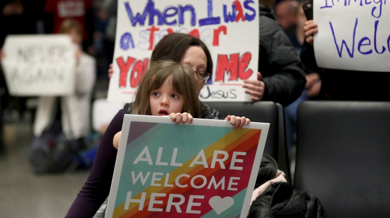 A federal judge blocked implementation of President Trump's executive order restricting immigration from seven Middle Eastern countries late Saturday. (David Joles/Star Tribune via AP)