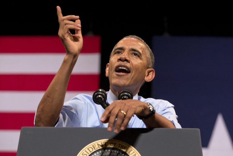 President Obama speaks at the Paramount Theatre in Austin on Thursday about the economy. (AP/Jacquelyn Martin)