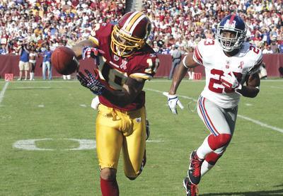 Jennifer Milbrett/The Washington Examiner
Jabar Gaffney caught three passes for 54 yards and a touchdown as the Redskins beat the Giants at FedEx Field on Sunday.