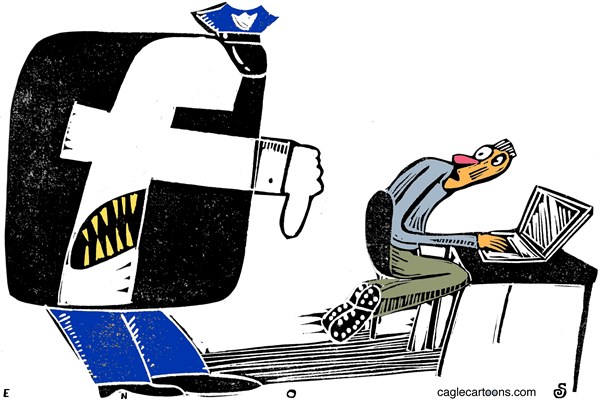 Editorial cartoon: The Facebook police
