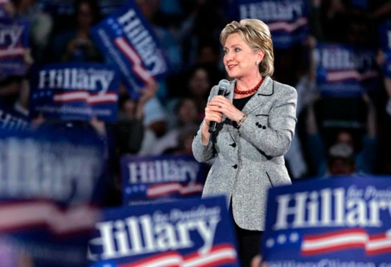 Hillary Clinton running in 2008. AP Photo