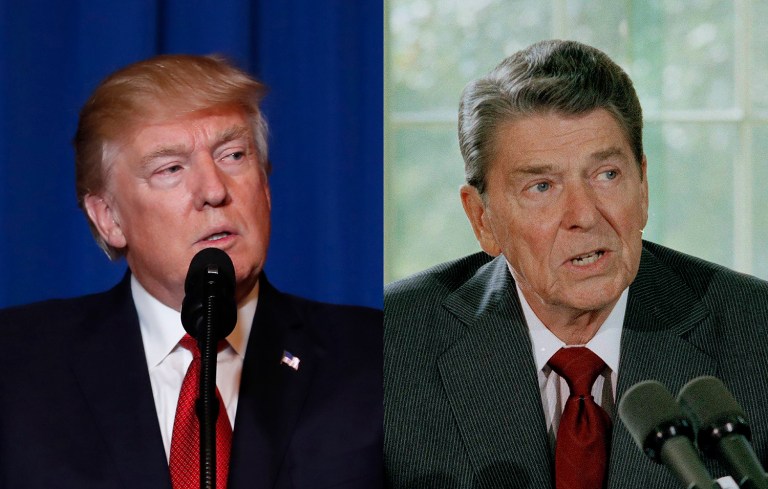 President Trump hinted that his planned tax cuts for businesses and individuals will go further than the historic Ronald Reagan tax cuts in 1981 that slashed income, estate and businesses taxes and sparked an economic surge. (AP Photo/Alex Brandon)