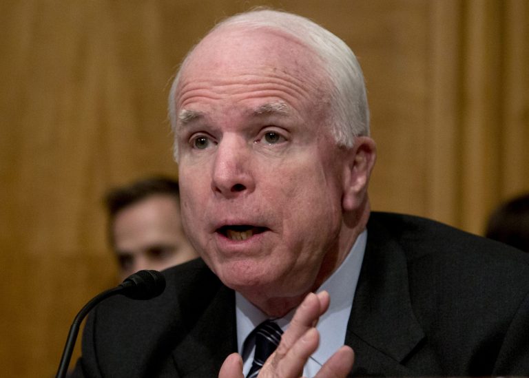 Sen. John McCain, R-Ariz. speaks on Capitol Hill in Washington on Nov. 13.