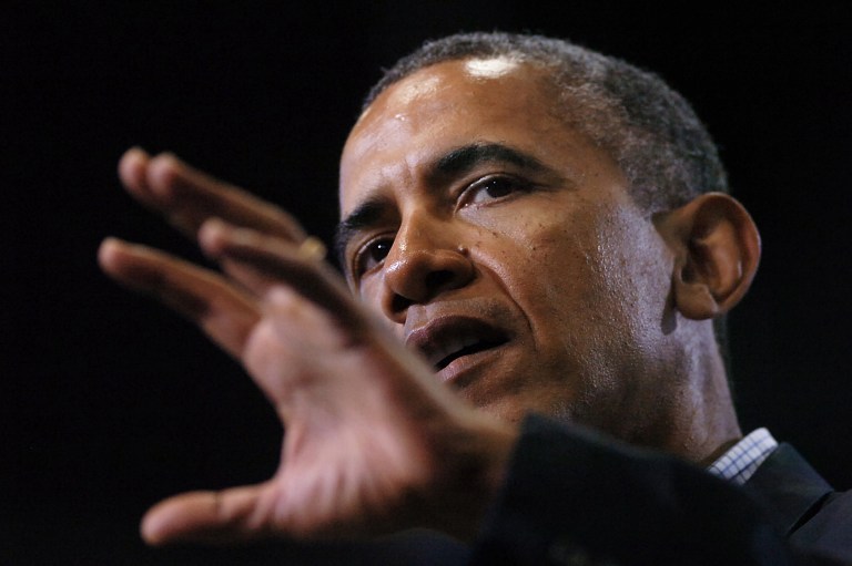   President Barack Obama speaks on Friday, Aug. 23, 2013 at the Lackawanna College student union in downtown Scranton, Pennsylvania. (AP Photo / The Scranton Times-Tribune, Butch Comegys)  