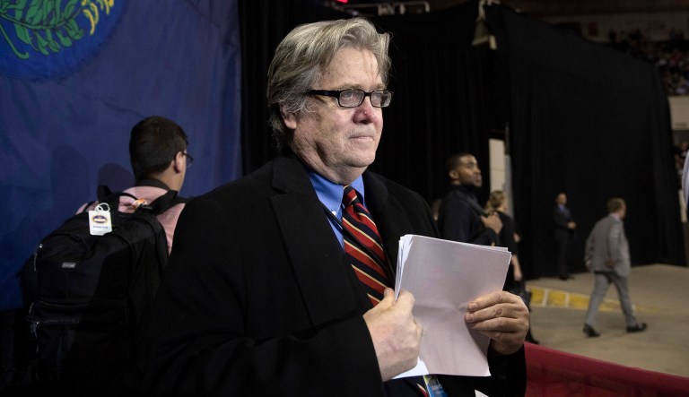 Former White House chief strategist Steve Bannon said the Catholic Church opposes President Trump's decision to wind down the DACA program because illegal immigrants help fill pews in the U.S. (AP Photo/Andrew Harnik)