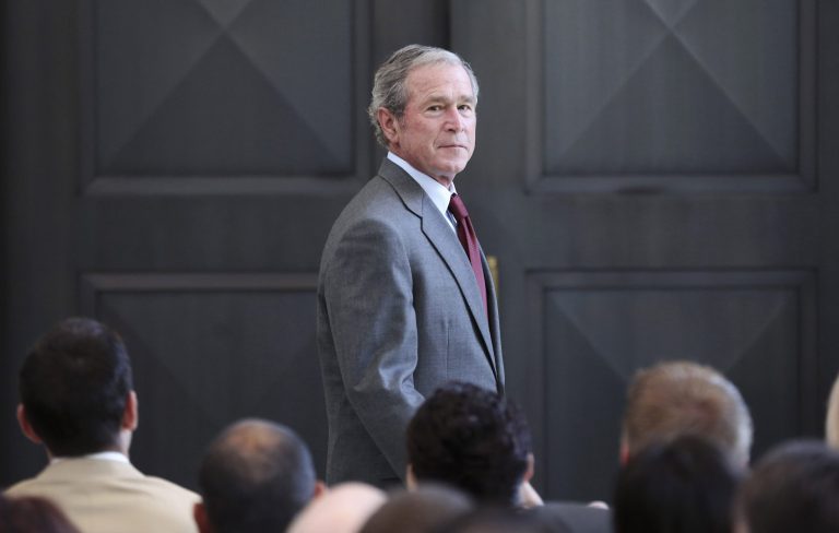 President George W. Bush: âPutting our military in harms way is the toughest decision a president has to make.â (AP/LM Otero)