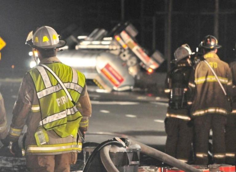 Police investigate tanker truck crash that spilled 100 gallons of fuel