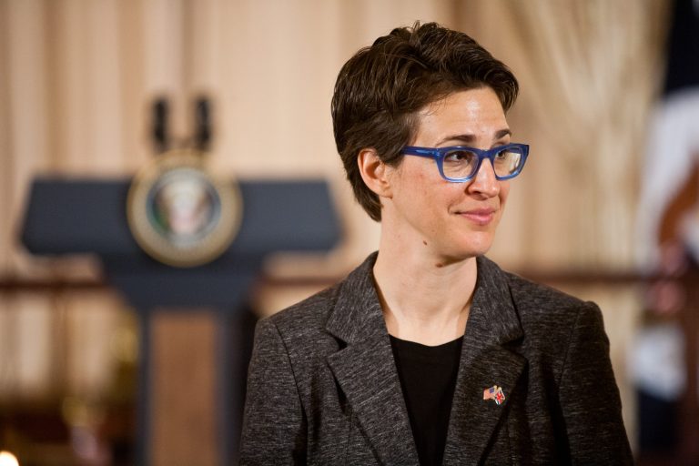 Television host Rachel Maddow arrives for a lunch hosted in honor of Prime Minister David Cameron at the State Department on March 14, 2012 in Washington. (Photo by Brendan Hoffman/Getty images)