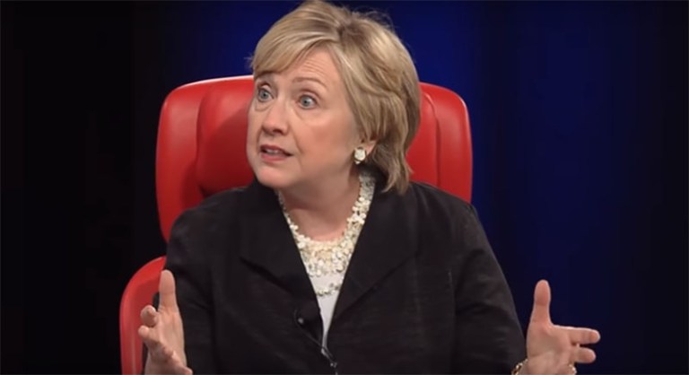 Speaking at a California tech conference, Hillary Clinton said she tried to warn us about Russian collusion with the Trump campaign at the time. (Screen shot)