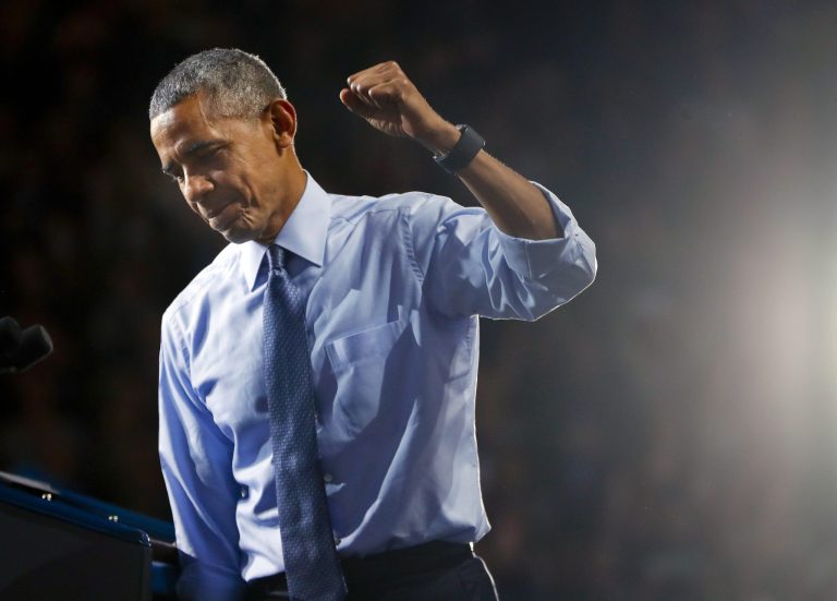 President Obama warned thousands of young voters at the University of New Hampshire on Monday that Hillary Clinton's shot at the presidency could easily be decided by the tiniest battleground state. (AP Photo/Pablo Martinez Monsivais)