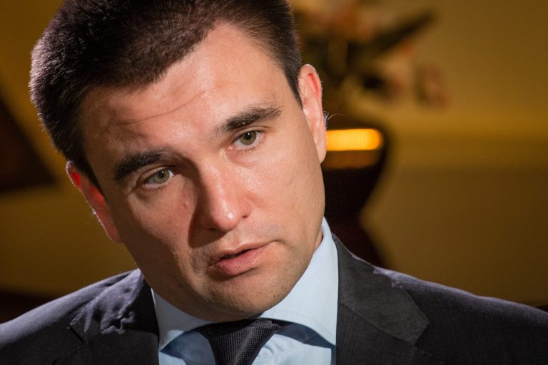 Ukraine Foreign Minister Pavlo Klimkin answers questions during an interview at the Ukrainian Embassy in Washington, Monday, July 28, 2014. Klimkin says pro-Russian separatists are continuing to try to manipulate the wreckage of the Malaysian airliner that the United States and others have accused the rebels of shooting down.(AP Photo/J. David Ake)