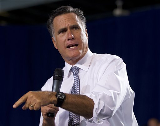 FILE - In this July 18, 2012 file photo, Republican presidential candidate, former Massachusetts Gov. Mitt Romney speaks in Bowling Green, Ohio.  (AP Photo/Evan Vucci, File)