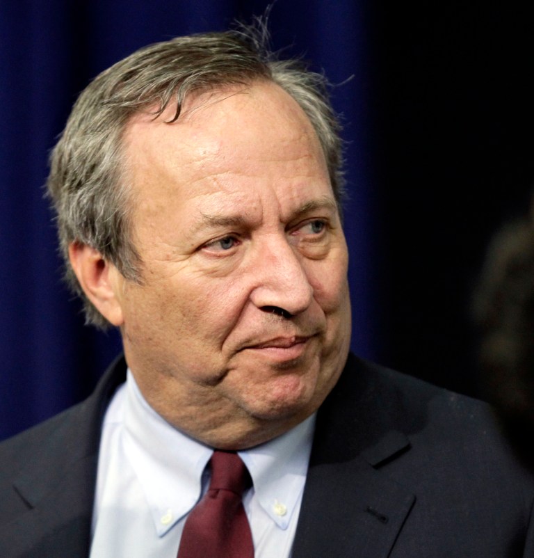   File- This Dec. 17, 2010 file photo shows Director of the National Economic Council Lawrence Summers arriving for the tax cut extension bill during a ceremony at the Eisenhower Executive Office Building in the White House complex in Washington. President Barack Obama says he has accepted Lawrence Summers' decision to withdraw from consideration for the role of Chairman of the Federal Reserve. Obama says Summers was a critical member of his economic team and says he is grateful for his service on behalf of the country. Summers was the leading candidate to replace current Fed Chairman Ben Bernanke but faced opposition from some Democrats. (AP Photo/J. Scott Applewhite, File)  