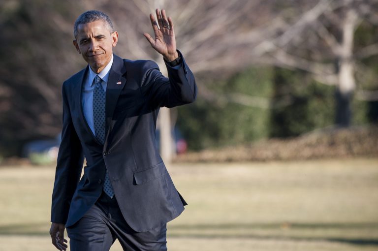 President Barack Obama arrives on the South Lawn of the White House March 18, 2015 in Washington. (Photo by Pete Marovich-Pool/Getty images)