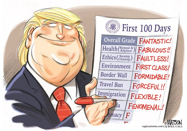 Editorial cartoon: Trump’s first 100 days