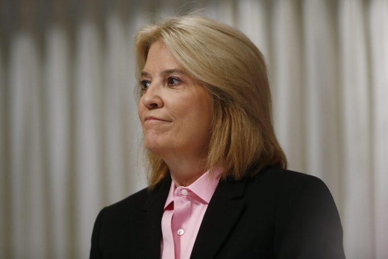 Television personality Greta Van Susteren of FOX News Channel listens as Gary Pruitt, President and Chief Executive Officer of the Associated Press, speaks at the National Press Club (in Washington, Wednesday, June 19, 2013. (AP Photo/Charles Dharapak)