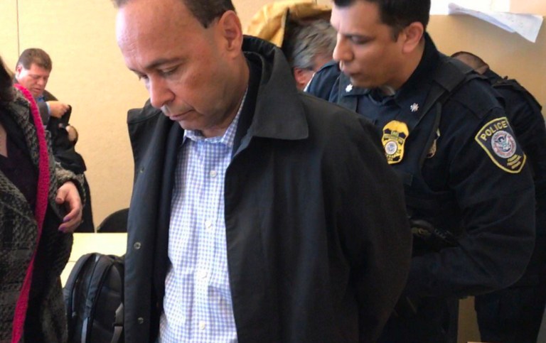 Rep. Gutierrez was briefly arrested after protesting Trump's immigration policy at a Chicago ICE office. (Screengrab/@RepGutierrez Twitter)