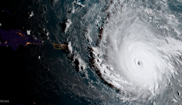 The storm is now heading toward Florida and is expected to make landfall late Saturday night into Sunday morning. (NOAA via AP)