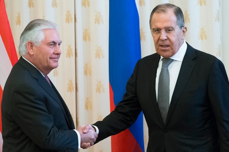 Russia's foreign minister said during a news conference Wednesday that the meeting between Secretary of State Rex Tillerson and Russian President Vladimir Putin 