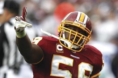 Evan Vucci/AP
Washington Redskins linebacker London Fletcher leads the NFL with 162 tackles this season, 17 more than anyone else in the league.