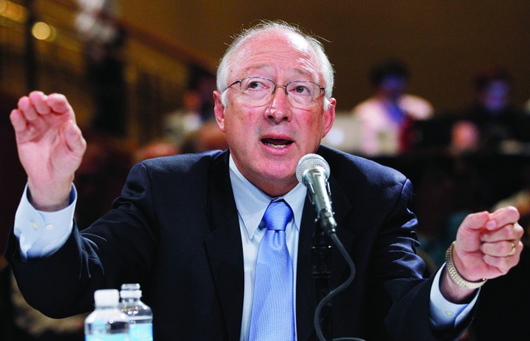 Interior Secretary Ken Salazar has joined the law firm Wilmer Cutler Pickering Hale & Dorr. (AP Photo/Manuel Balce Ceneta)