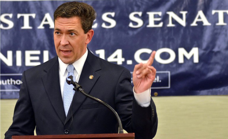State Sen. Chris McDaniel speaks to supporters during the 