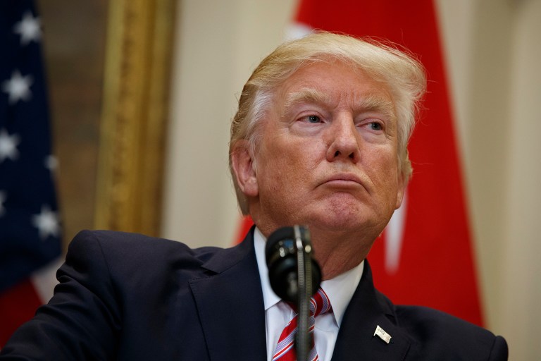 Trump released a statement Wednesday evening, following the DOJ's decision to tap Robert Mueller to lead the investigation into Russia. (AP Photo/Evan Vucci)