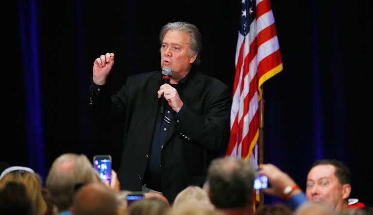 Matt Drudge takes aim at Steve Bannon, former strategist for President Trump, for backing Roy Moore. (AP Photo/Ross D. Franklin,File)