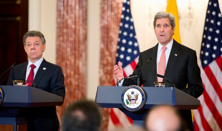 The State Department, led by Secretary of State John Kerry (above), on Monday rejected the prediction that Colombia will return to a state of war between the government and FARC rebels, now that millions of Colombian voters have rejected a peace deal the U.S. helped broker. (AP Photo/Manuel Balce Ceneta)