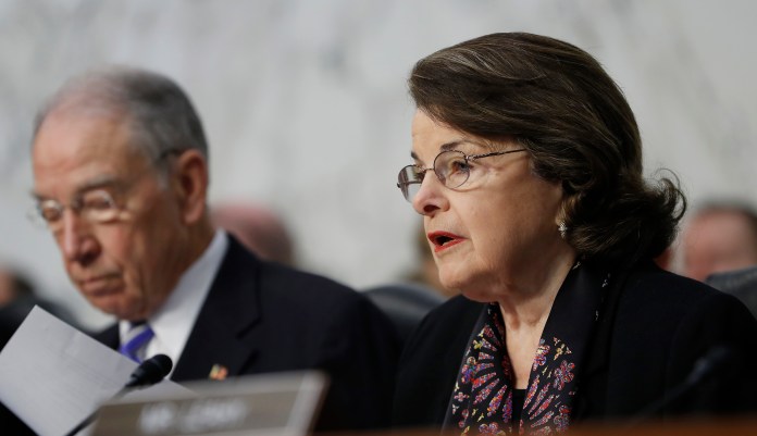 California Sen. Dianne Feinstein, the Judiciary Committee's top-ranking Democrat, labeled Amy Coney Barrett's nomination "controversial." (AP Photo/Pablo Martinez Monsivais)