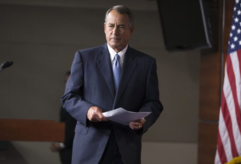 House Speaker John Boehner of Ohio arrives for a news conference on Capitol Hill in Washington, Thursday, Nov. 21, 2013, prior to Congress leaving for a two-week Thanksgiving break.  (AP Photo/J. Scott Applewhite)