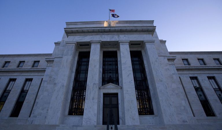 The headquarters of the Federal Reserve Bank is seen at sunrise in Washington  Saturday, May 24, 2008. (AP Photo/J. David Ake)