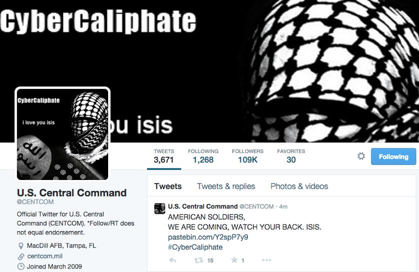 CENTCOM’s Twitter Hacked By ISIS?