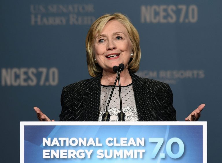 Clinton's longstanding ties to big oil, minimized in her Sunday clean energy video, raise questions about her push to move away from the industry.Â Â (Photo by Ethan Miller/Getty Images)