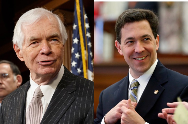 Sen. Thad Cochran, R-Miss., left, takes on Tea Party insurgent Chris McDaniel, right, in Mississippi's Senate primary June 3. (AP Images)