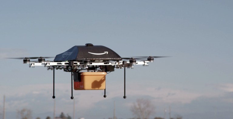 This undated image provided by Amazon.com shows the so-called Prime Air unmanned aircraft project that Amazon is working on in its research and development labs. Drones have been mainly used by the military, but governments, businesses, farmers and others are making plans to join the market. (AP Photo/Amazon)