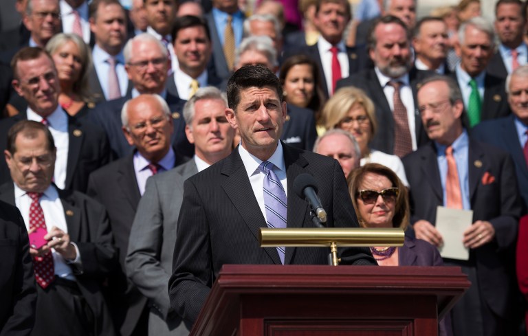 The vote dramatically split the Republican Party, a sign that GOP leaders are once again angering conservatives who want a more thoughtful process when it comes to spending. (AP Photo/Molly Riley)