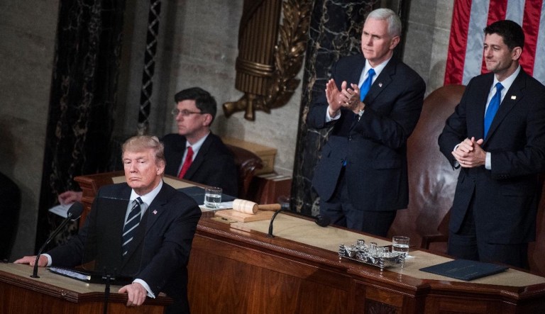 President Trump will address a joint session of Congress on Tuesday at his first official State of the Union Address. (Tom Williams/CQ Roll Call)