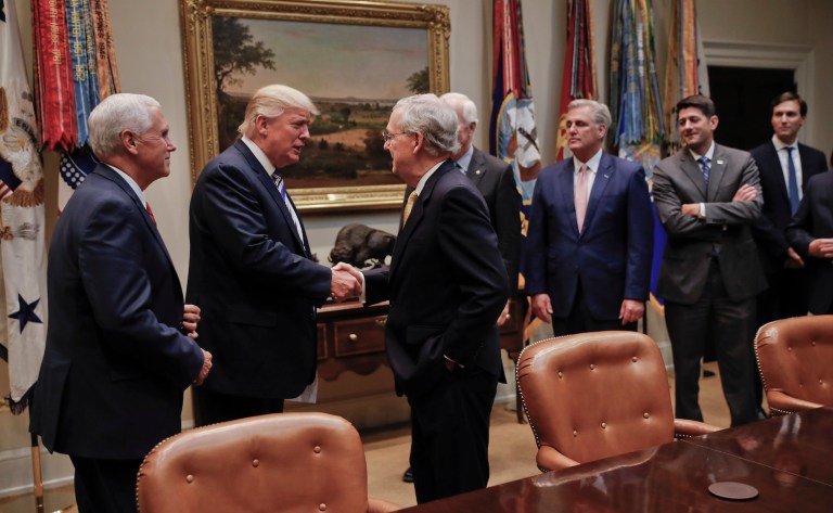 The meeting was expected to focus on healthcare reform and tax reform, which are top legislative items. (AP Photo/Pablo Martinez Monsivais)