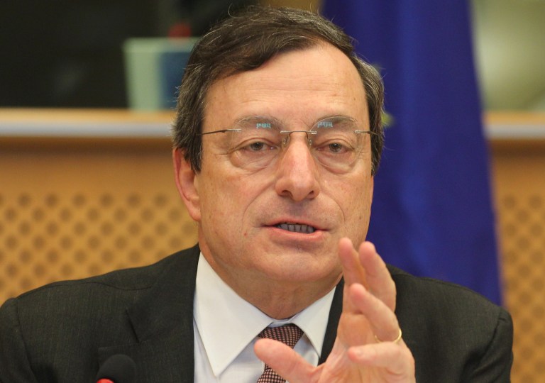   FILE - In this May 31, 2012 file picture President of the European Central Bank Mario Draghi reports to the Economic Committee, in capacity as the head of the European Systemic Risk Board, at the European Parliament in Brussels. The European central Bank's 23-member governing council meets Wednesday June 6, 2012. No cut is expected in its benchmark interest rate, which has already been lowered to a record low 1 percent. Draghi wants politicians such as Germanyâs Chancellor Angela Merkel, French President Francois Hollande and European Commmission President Jose Manuel Barroso to come together on far-reaching and potentially controversial action to fix whatâs really wrong with the euro at a summit June 28-29 in Brussels. Then, analysts say, more help might be forthcoming. (AP Photo/Yves Logghe)  