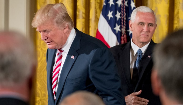 Pence has shown a persistent loyalty to the president, but the report suggests that his team is frustrated with Trump's lack of political discipline. (AP Photo/Andrew Harnik)