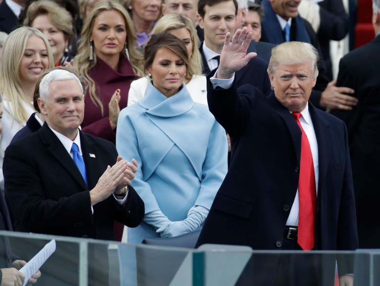 Although it wasn't an eloquent speech, it was simple and focused on the message that won him the White House. (AP Photo/Patrick Semansky)