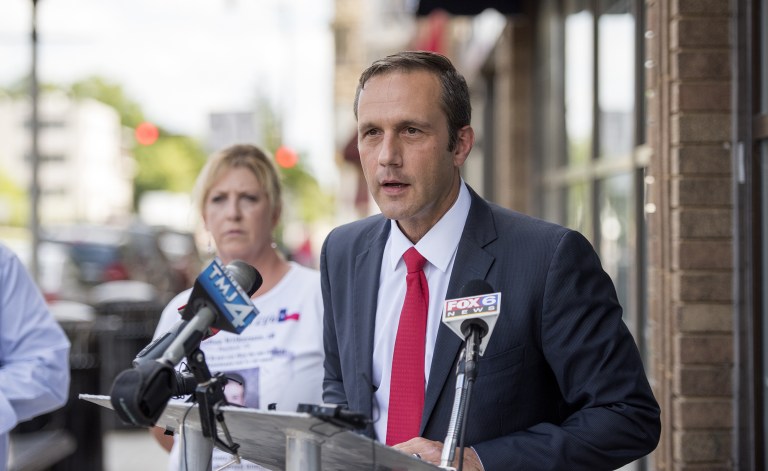 Wisconsin's congressional district candidate Paul Nehlen's long-shot bid rocketed to prominence when Donald Trump posted a supportive tweet Aug. 1. (Angela Major/The Janesville Gazette via AP)