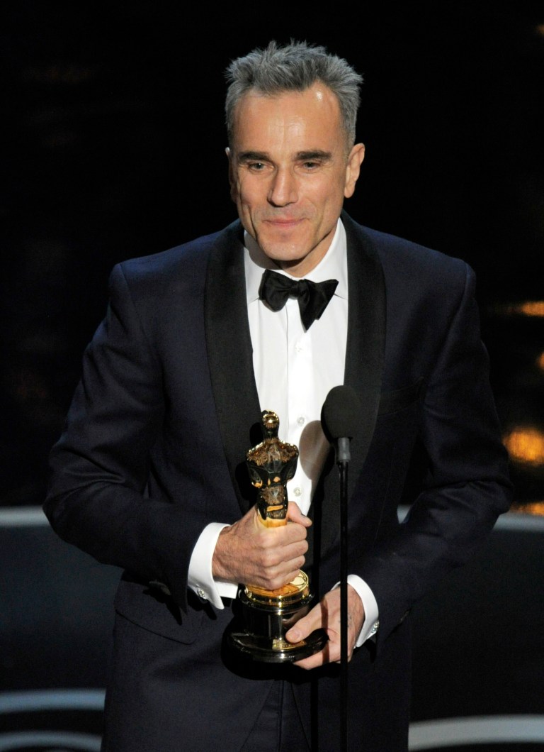 FILE - In this Sunday, Feb. 24, 2013 file photo, Daniel Day-Lewis accepts the award for best actor in a leading role for 
