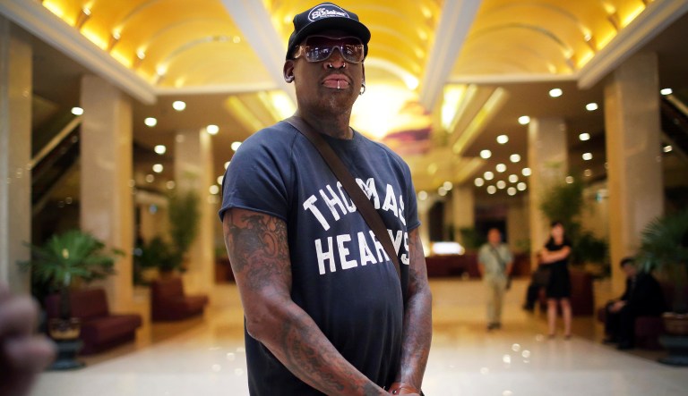 Former NBA basketball star Dennis Rodman said that the two are engaging in harmless "entertainment" when threatening nuclear warfare and "ain't nobody got no finger on the button."
